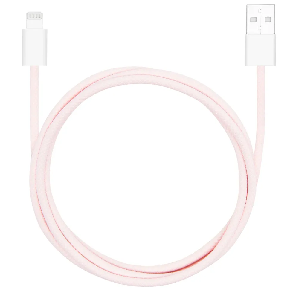 Linocell Flätad USB-A- till Lightning-kabel Rosa 1 m