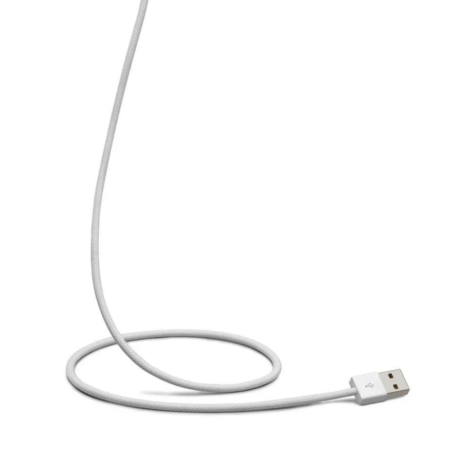 Linocell Flätad USB-A- till Lightning-kabel Vit 1 m