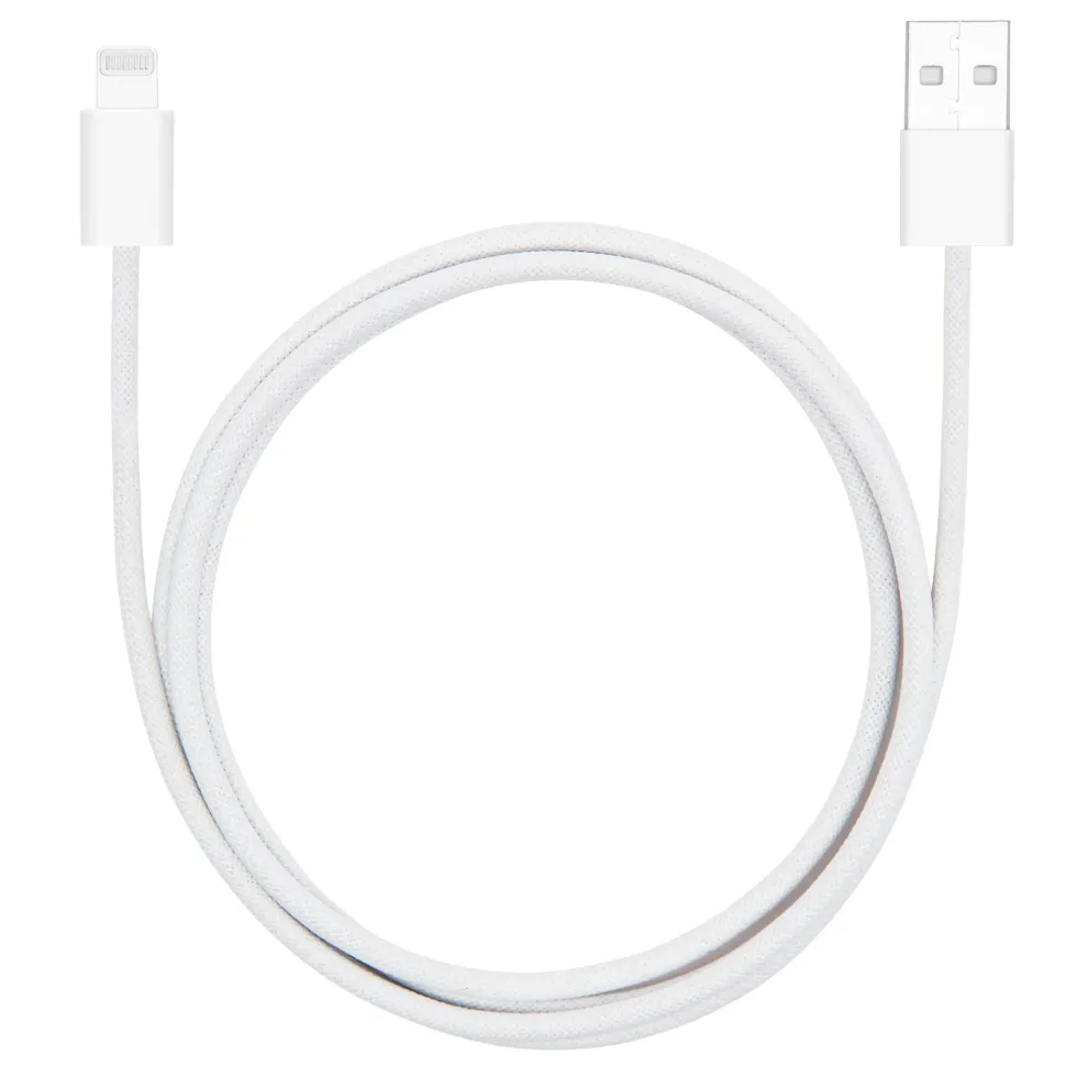 Linocell Flätad USB-A- till Lightning-kabel Vit 1 m