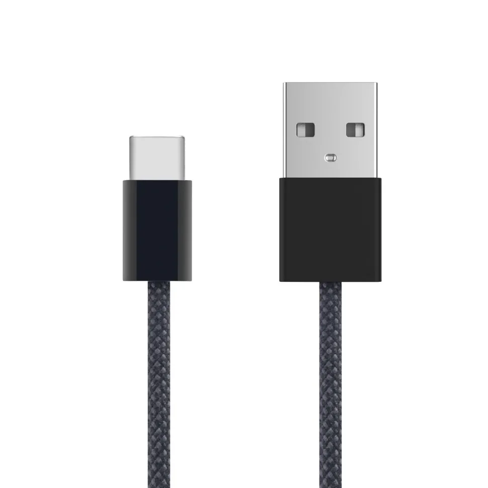 Linocell Flätad USB-A- till USB-C-kabel Svart 1 m