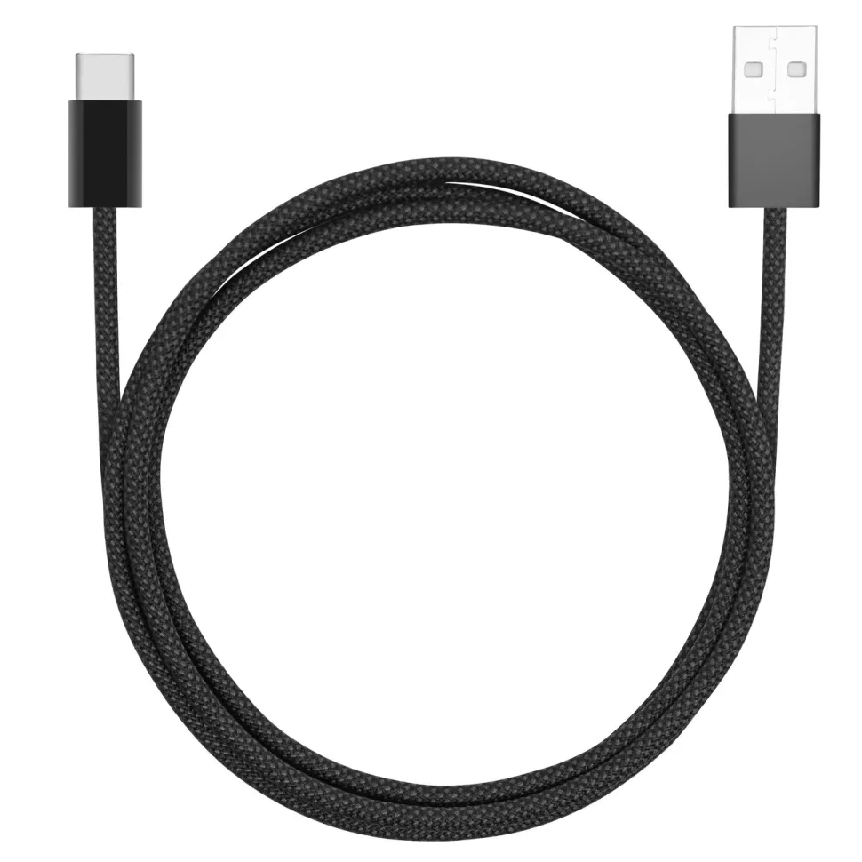 Linocell Flätad USB-A- till USB-C-kabel Svart 1 m