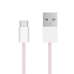 Linocell Flätad USB-A- till USB-C-kabel Rosa 1 m