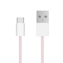 Linocell Flätad USB-A- till USB-C-kabel Rosa 1 m