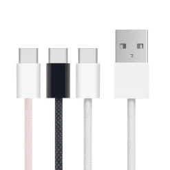 Linocell Flätad USB-A- till USB-C-kabel Rosa 1 m