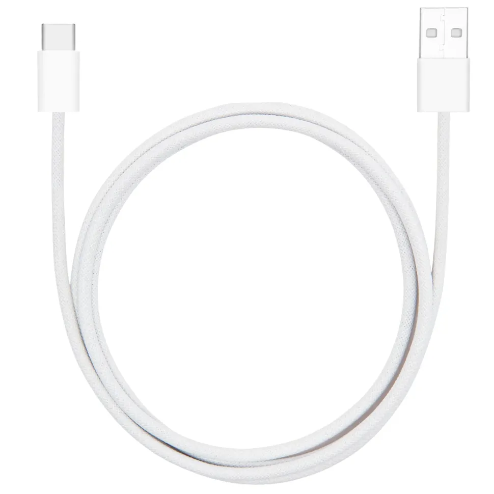Linocell Flätad USB-A- till USB-C-kabel Vit 1 m