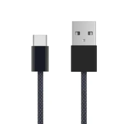 Linocell Flätad USB-A- till USB-C-kabel Svart 0,5 m