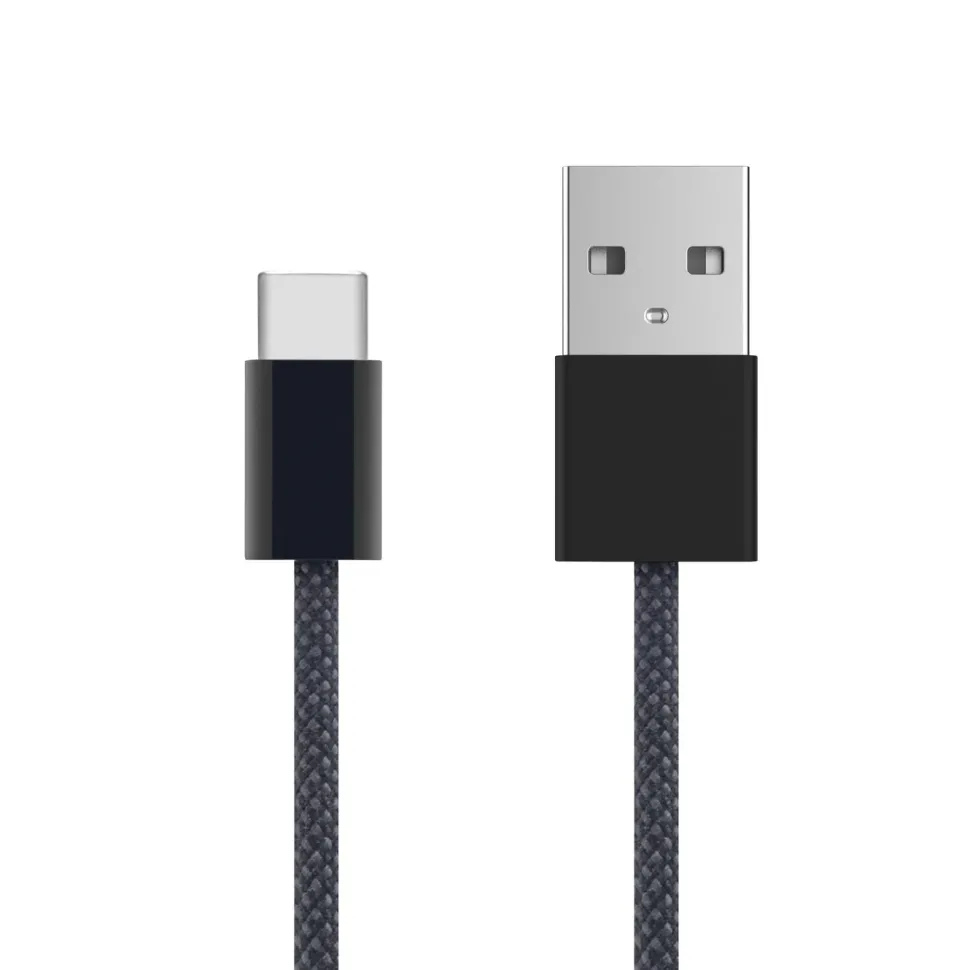 Linocell Flätad USB-A- till USB-C-kabel Svart 0,5 m