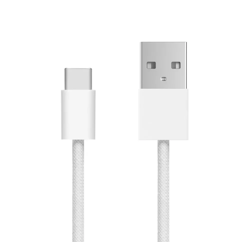 Linocell Flätad USB-A- till USB-C-kabel Vit 0,5 m