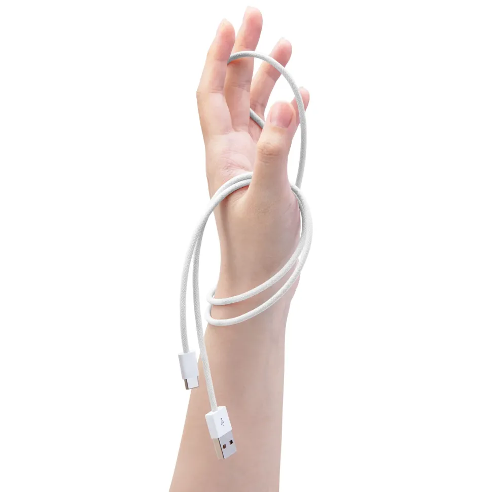 Linocell Flätad USB-A- till USB-C-kabel Vit 0,5 m
