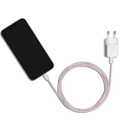 Linocell Flätad USB-C- till Lightning-kabel Rosa 0,5 m