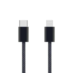 Linocell Flätad USB-C- till Lightning-kabel Svart 1 m