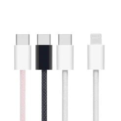 Linocell Flätad USB-C- till Lightning-kabel Rosa 1 m