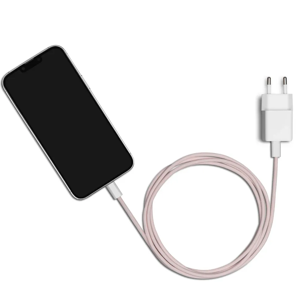 Linocell Flätad USB-C- till Lightning-kabel Rosa 1 m