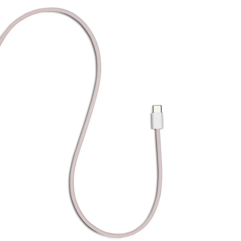 Linocell Flätad USB-C- till Lightning-kabel Rosa 1 m