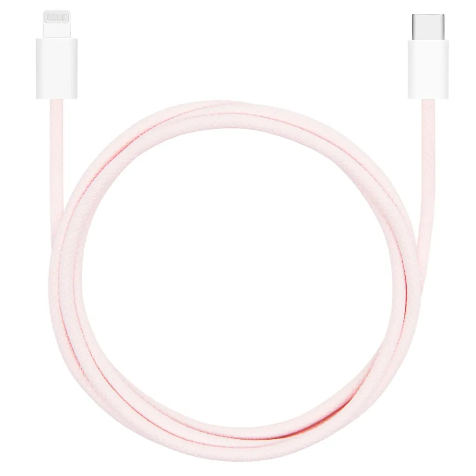 Linocell Flätad USB-C- till Lightning-kabel Rosa 1 m