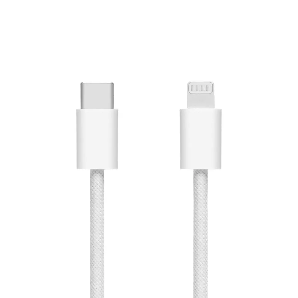 Linocell Flätad USB-C- till Lightning-kabel Vit 0,5 m