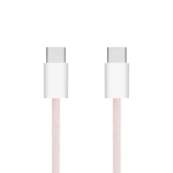 Linocell Flätad USB-C- till USB-C-kabel 60W Rosa 2 m