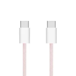 Linocell Flätad USB-C- till USB-C-kabel 60W Rosa 0,5