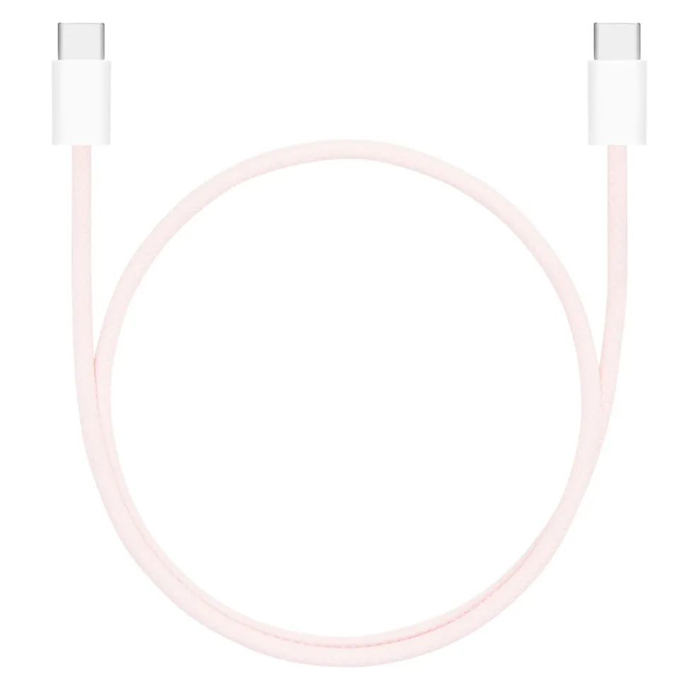 Linocell Flätad USB-C- till USB-C-kabel 60W Rosa 0,5