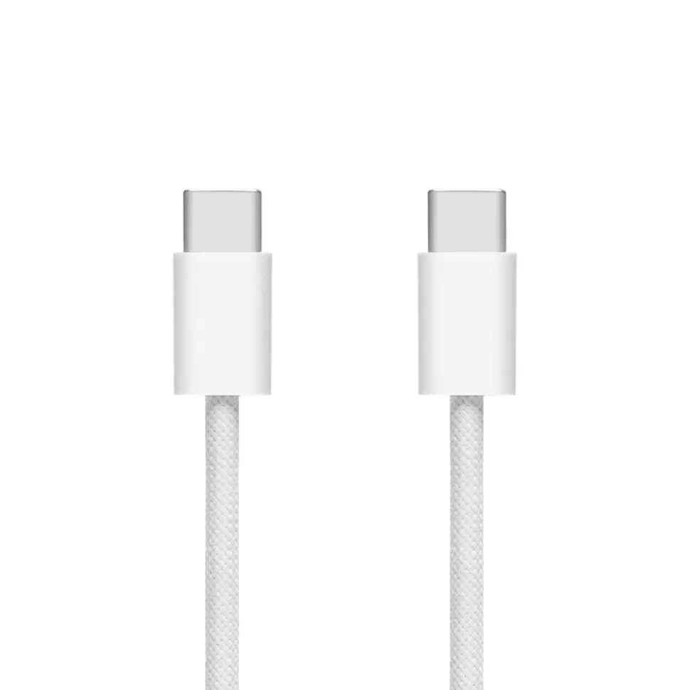 Linocell Flätad USB-C- till USB-C-kabel 240 W Vit 2m
