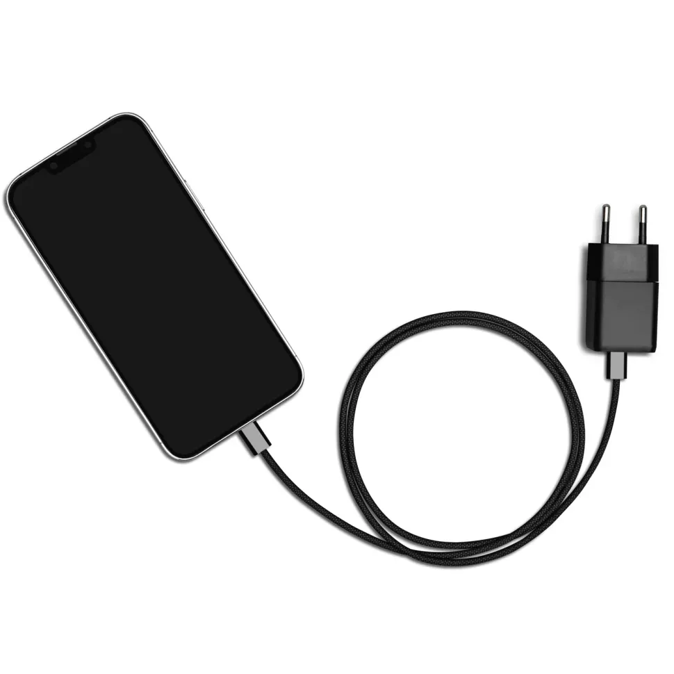 Linocell Flätad USB-C- till USB-C-kabel 60W Svart 1 m