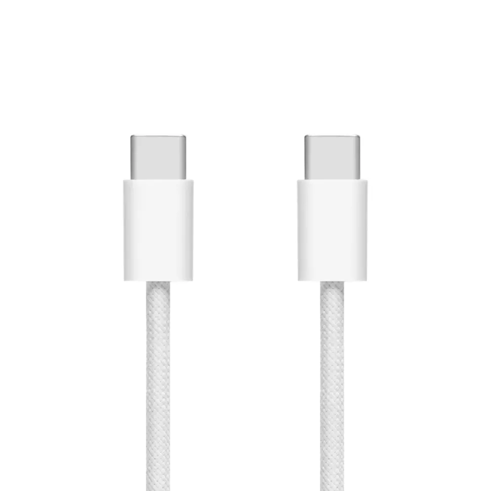 Linocell Flätad USB-C- till USB-C-kabel 60W Vit 0,5 m