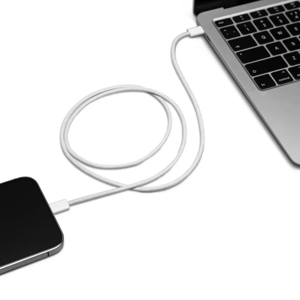 Linocell Flätad USB-C- till USB-C-kabel 60W Vit 0,5 m