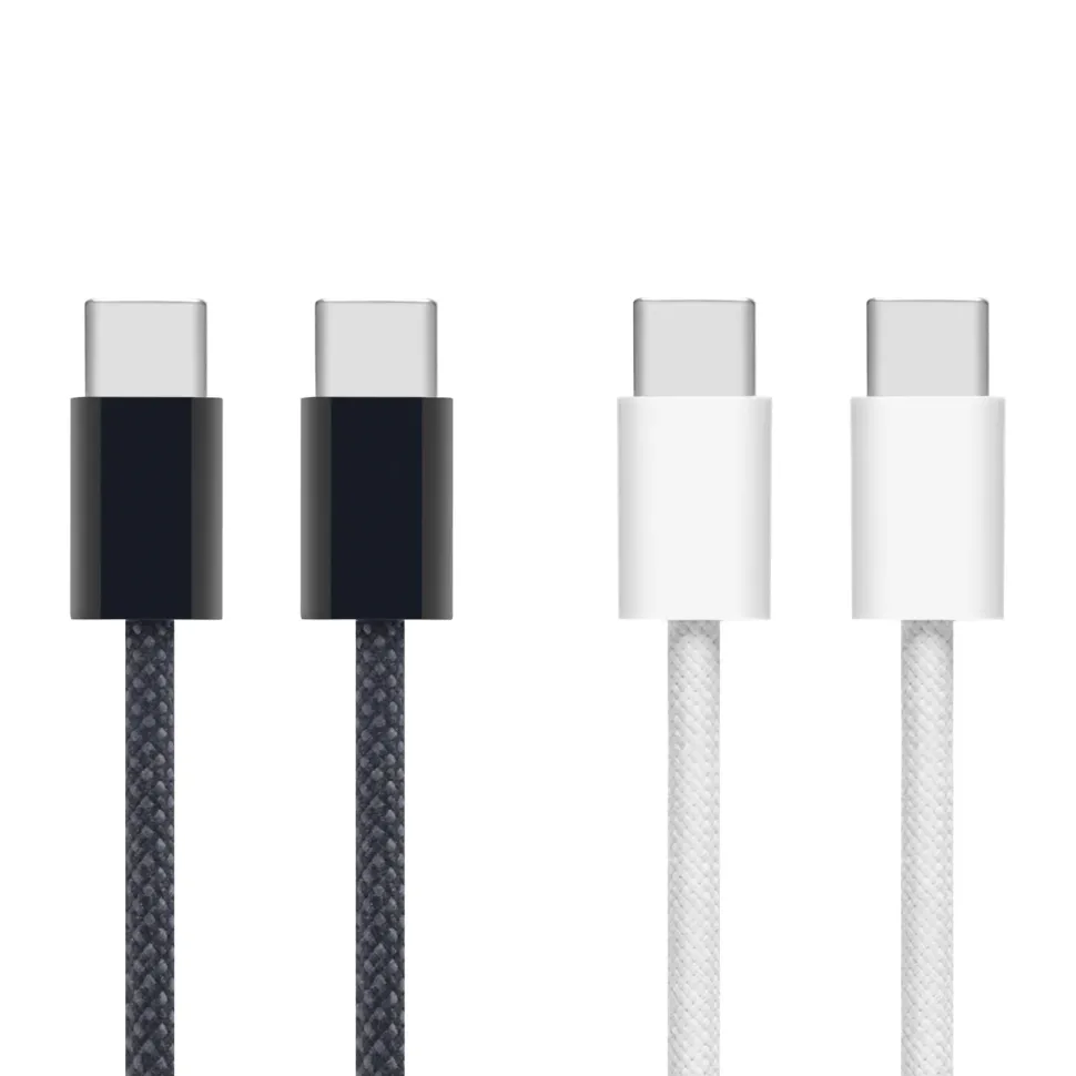 Linocell Flätad USB-C- till USB-C-kabel 240 W Svart 2m
