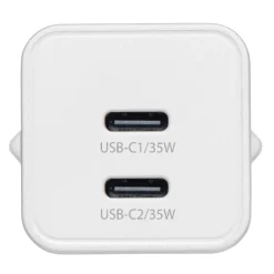 Linocell GaN snabbladdare 35 W PD med 2 USB-C-portar Vit