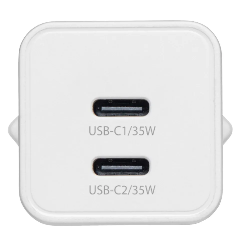 Linocell GaN snabbladdare 35 W PD med 2 USB-C-portar Vit