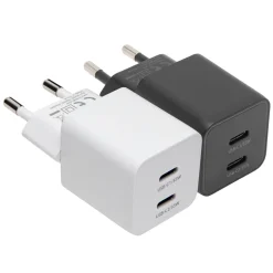 Linocell GaN snabbladdare 35 W PD med 2 USB-C-portar Svart