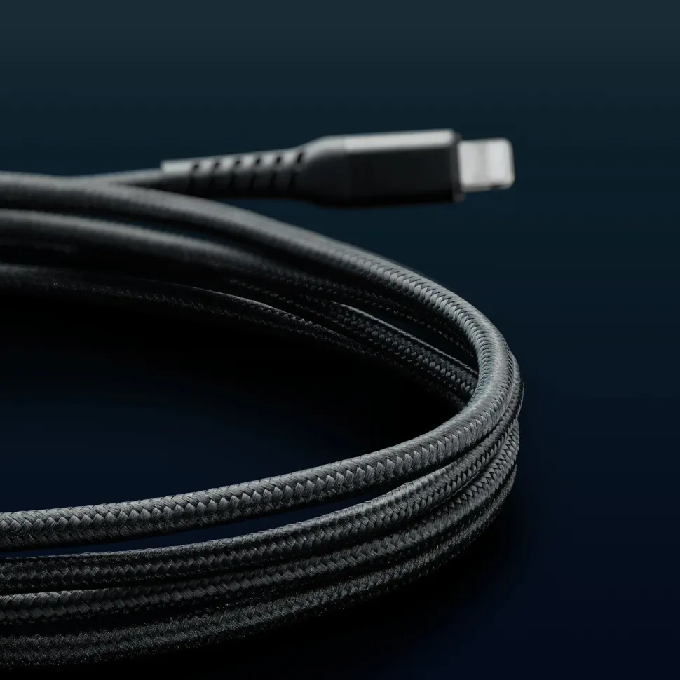 Linocell Premium Kevlar Lightning-kabel 2 m Svart
