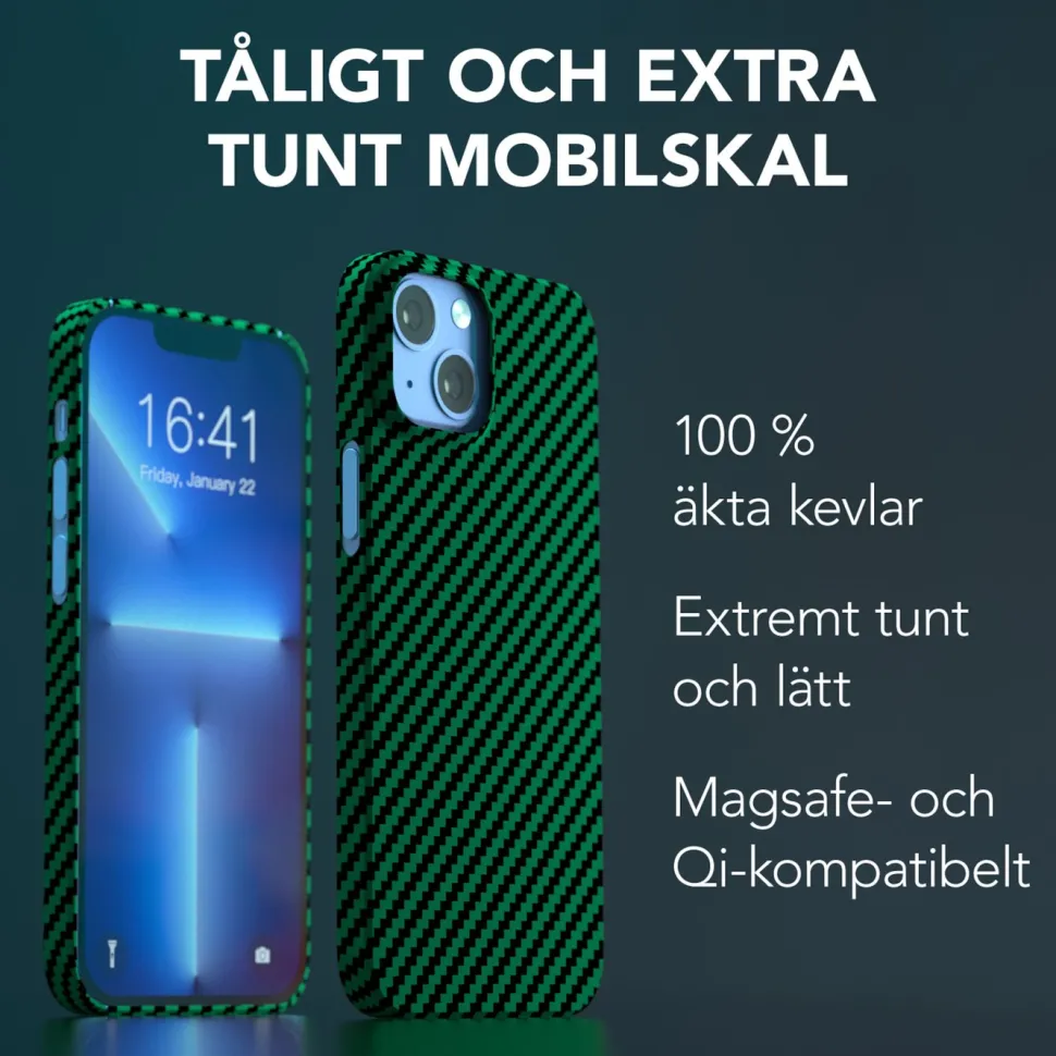 Linocell Premium Kevlar Tåligt skal för iPhone 13 Mini Grön