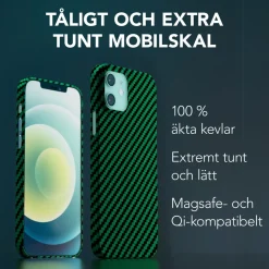 Linocell Premium Kevlar Tåligt skal för iPhone 12 & 12 Pro Grön