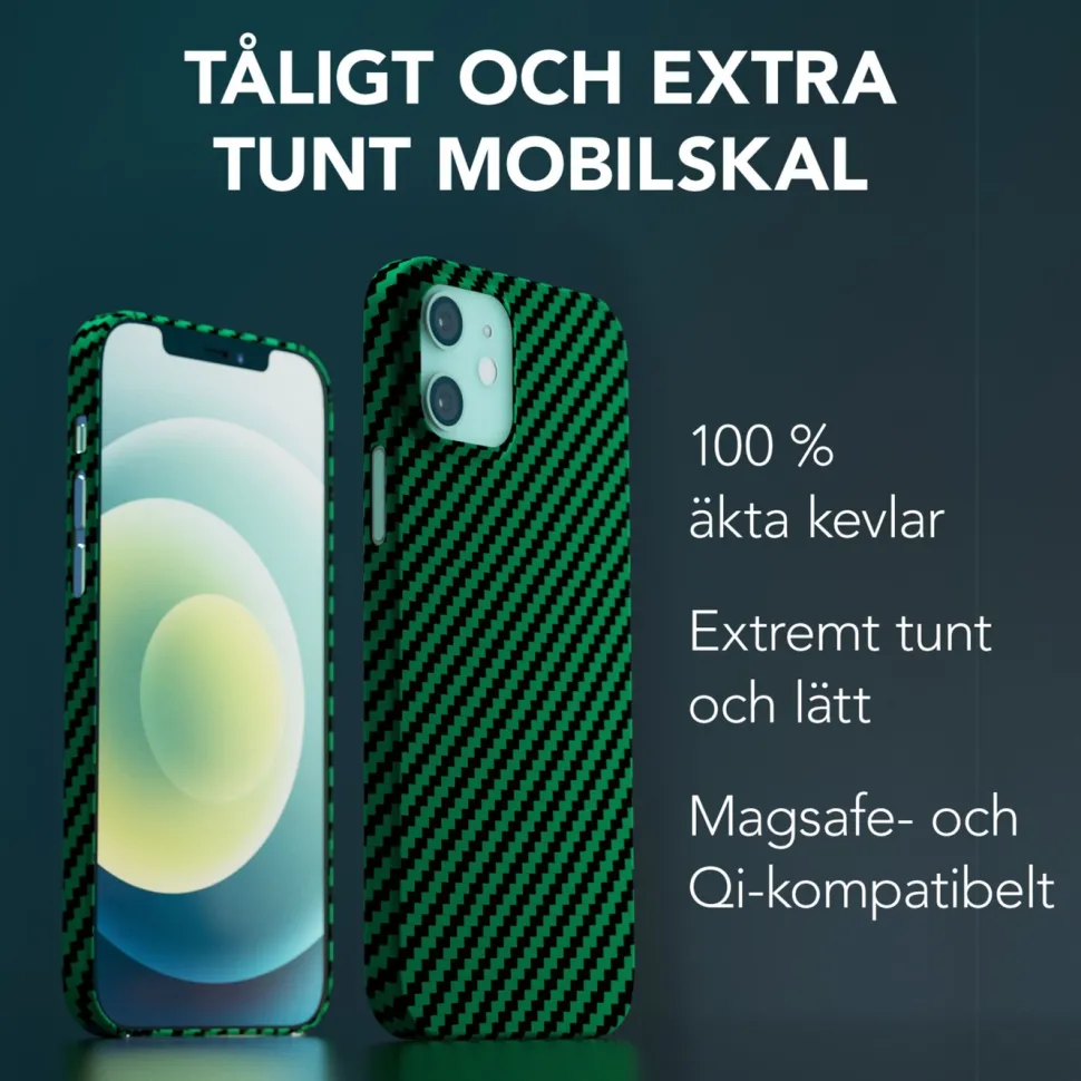 Linocell Premium Kevlar Tåligt skal för iPhone 12 & 12 Pro Grön