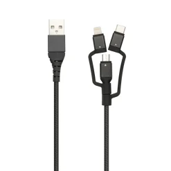 Linocell Premium USB-A till Micro-USB, Lightning och USB-C adapter Svart