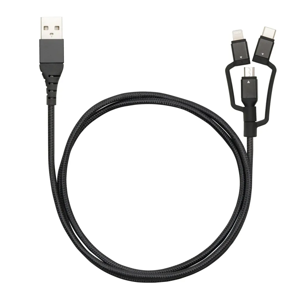 Linocell Premium USB-A till Micro-USB, Lightning och USB-C adapter Svart