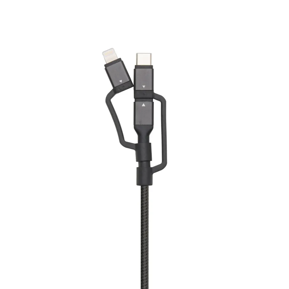 Linocell Premium USB-A till Micro-USB, Lightning och USB-C adapter Svart