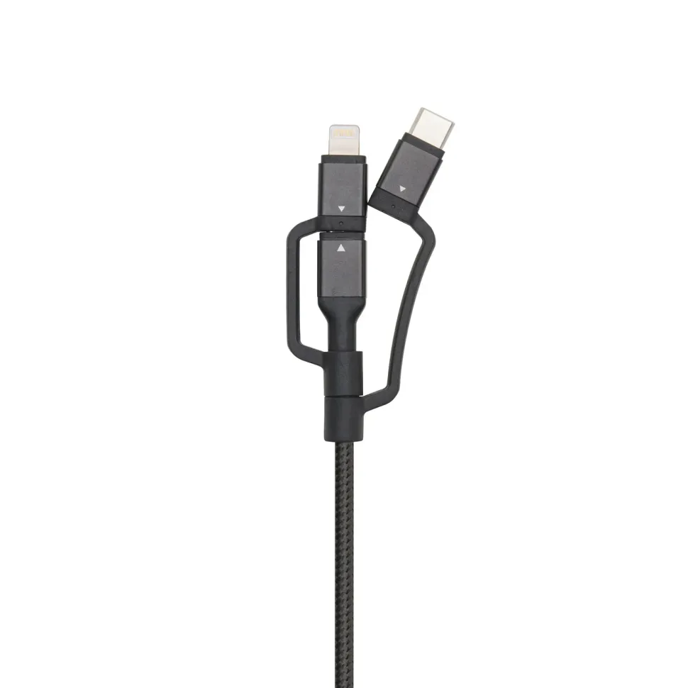 Linocell Premium USB-A till Micro-USB, Lightning och USB-C adapter Svart