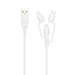 Linocell Premium USB-A till Micro-USB, Lightning och USB-C adapter Vit