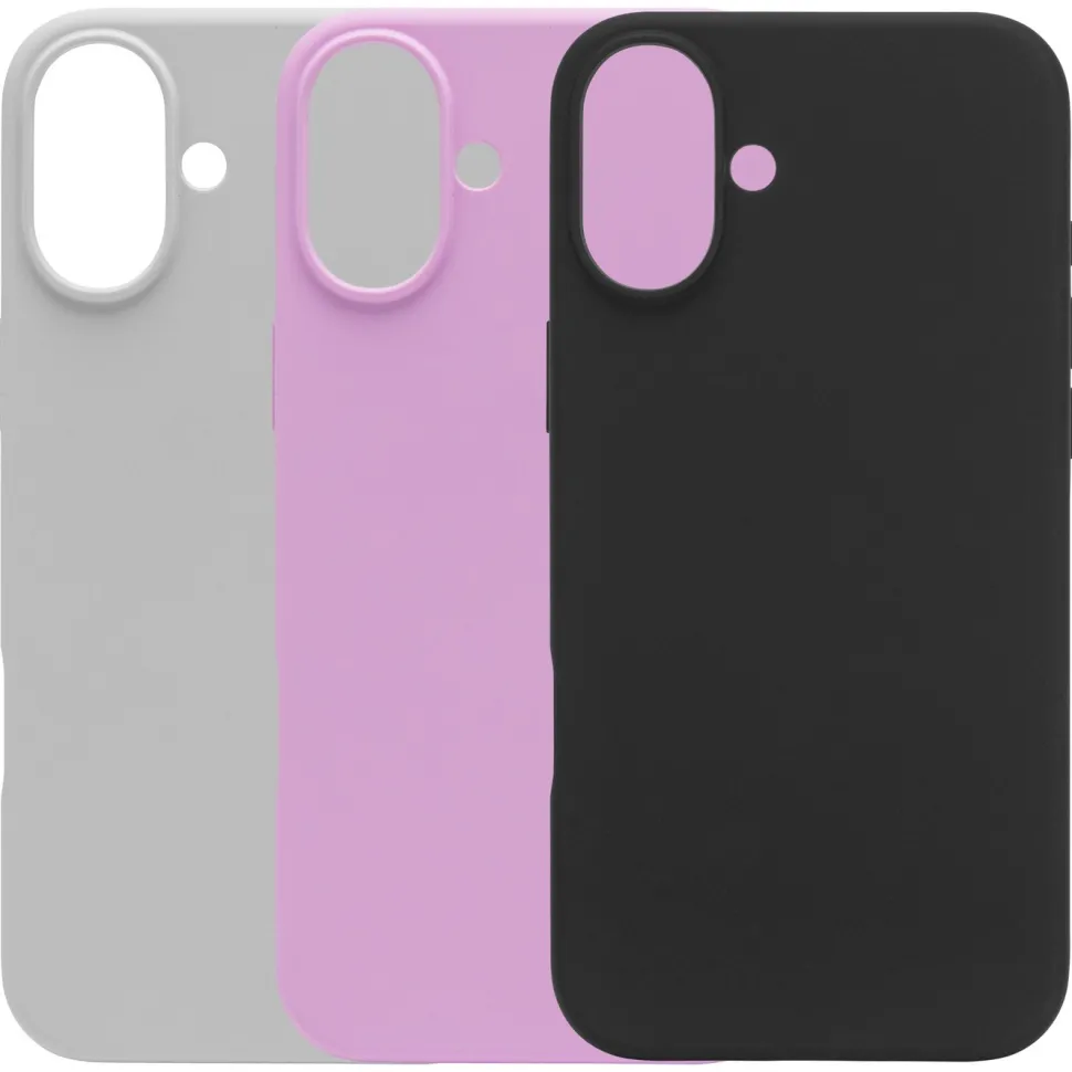 Linocell Rubber case för iPhone 16 Plus Svart