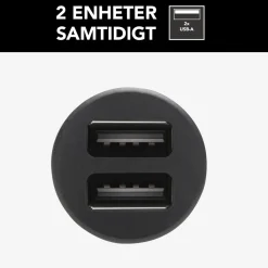 Linocell USB-billaddare med dubbla USB-portar 4,8 A Svart