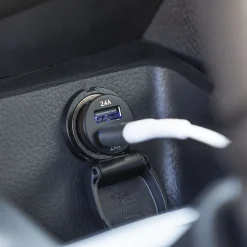 Linocell USB-billaddare med dubbla USB-portar 4,8 A Svart
