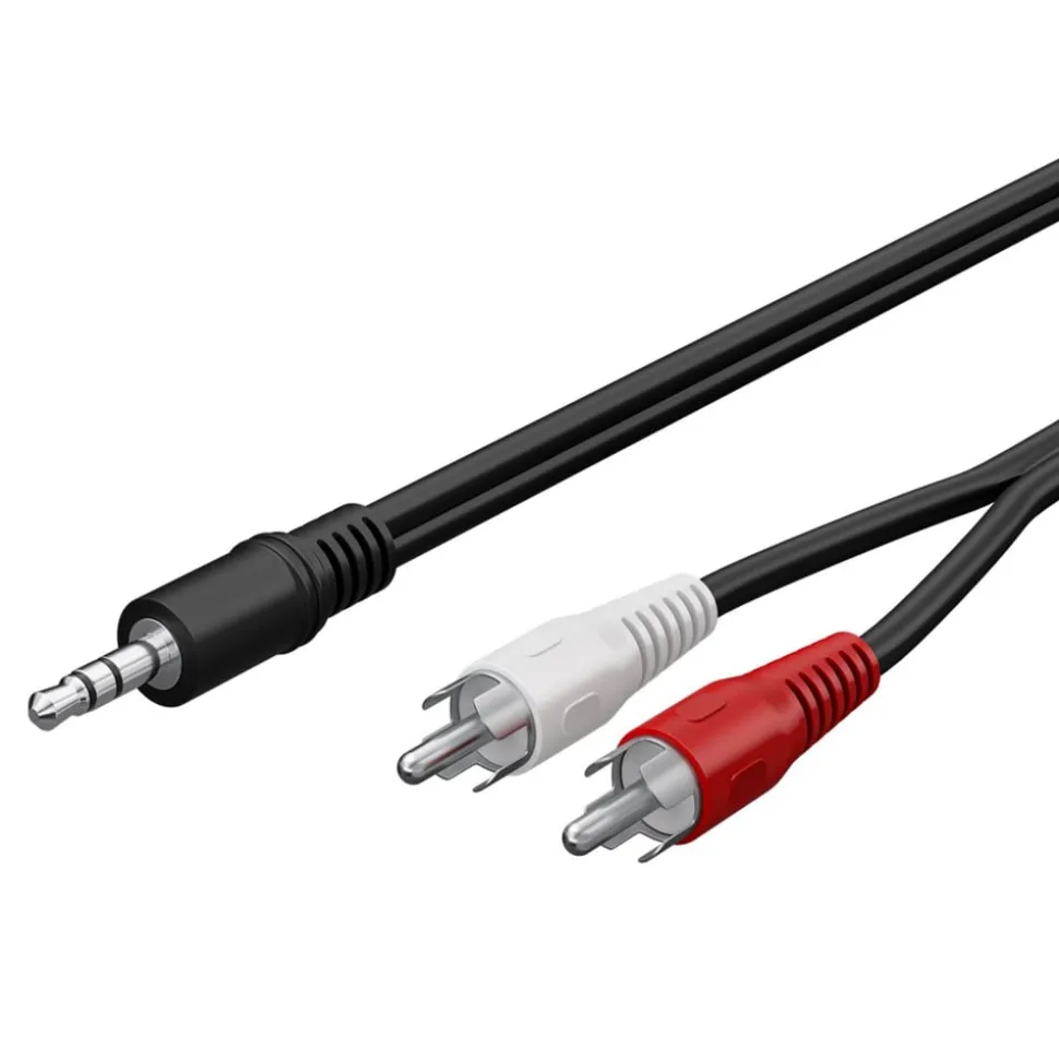 Ljudkabel 3,5 mm till 2x RCA 20 m