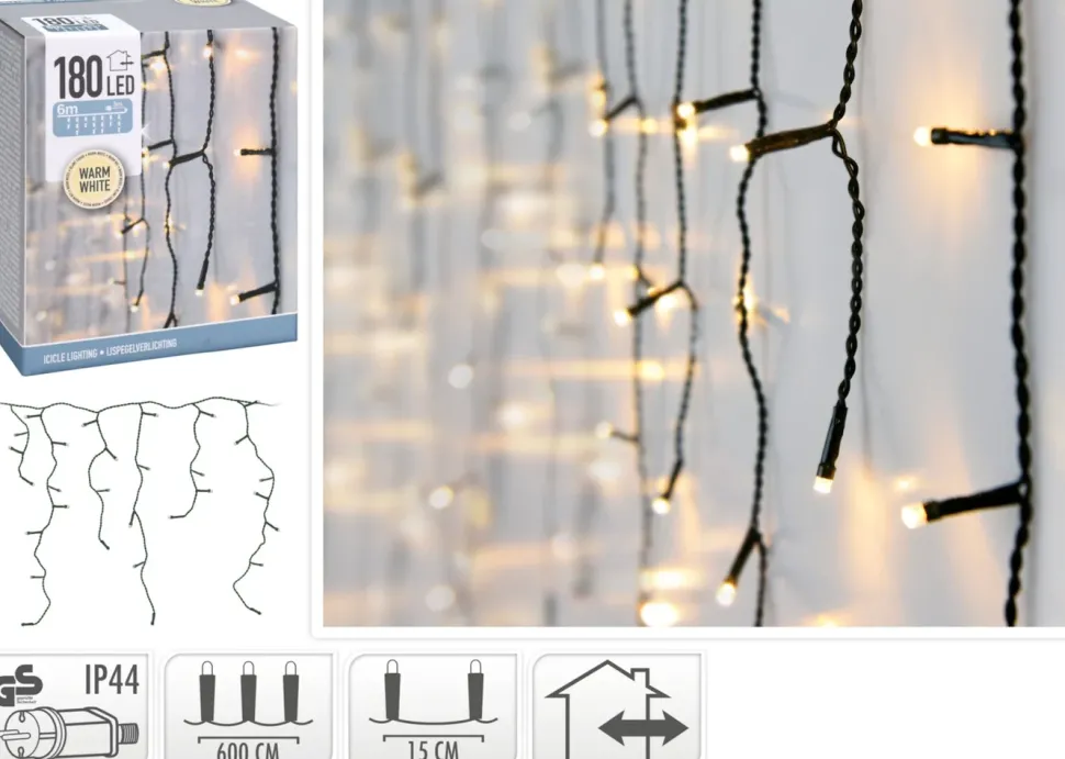Ljusslinga Istapp 180 LED 6 m (svart)