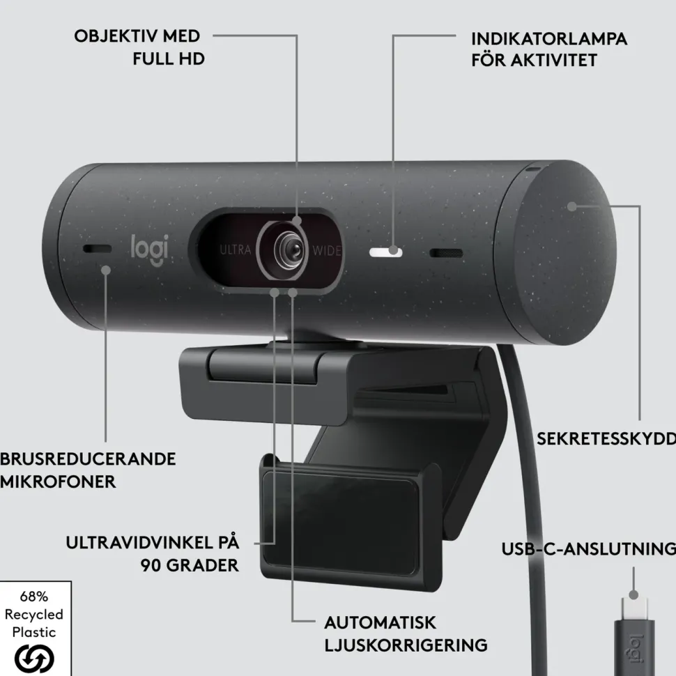 Logitech Brio 500 webbkamera USB-C