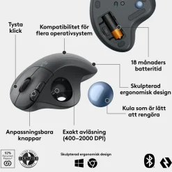 Logitech Ergo M575S Trådlös mus med styrkula