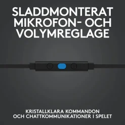 Logitech G 333 In-ear gaminghörlurar Svart