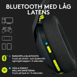 Logitech G 435 Lightspeed Trådlöst gaming-headset Svart & Neongul