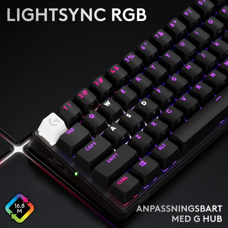 Logitech G PRO X 60 Lightspeed Trådlöst gaming-tangentbord Linear Black